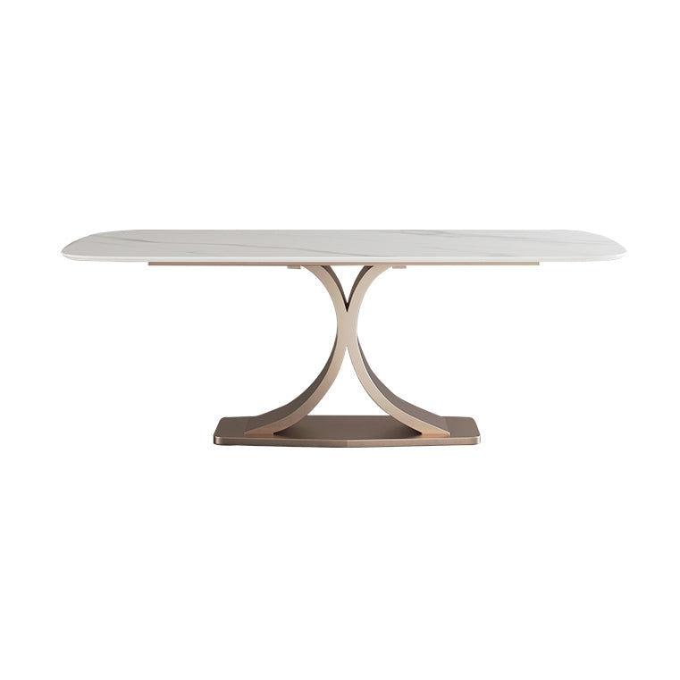 Modern Sintered Stone Dining Room Set with Rectangle Top and Pedestal Base Dining Furniture Table Only Clearhalo 'Dining Room Sets' 'Dining Tables & Seating' 'dining_room_set' 'furn' 'furn_dining_room_set' 'Furniture' 'furniture_dining_room_set' 'Kitchen & Dining Furniture' 'kitchen&dining_furn' 'kitchen' 3361800