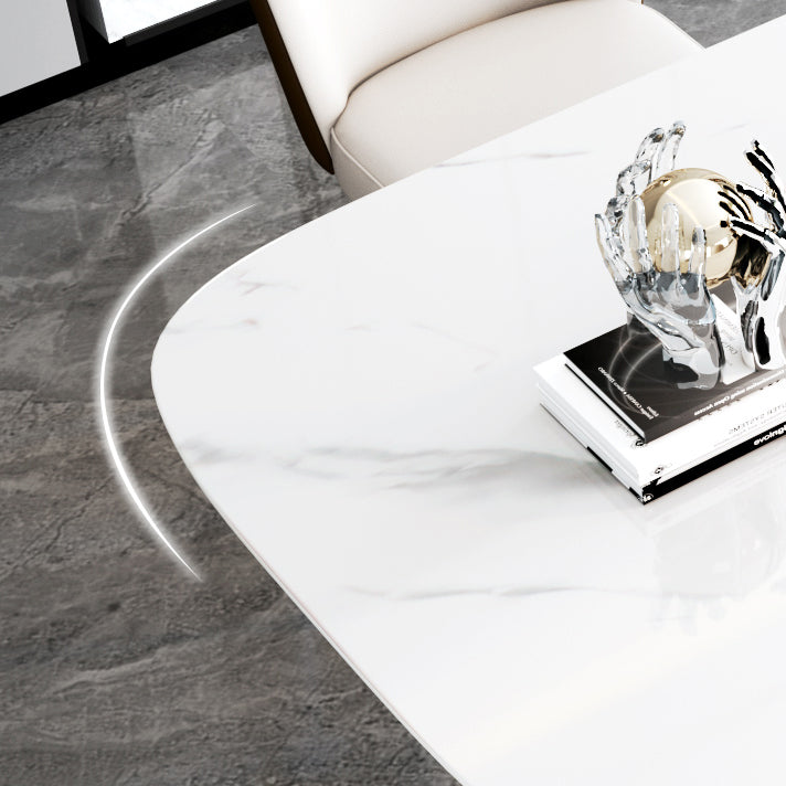 Modern Sintered Stone Dining Room Set with Rectangle Top and Pedestal Base Dining Furniture Clearhalo 'Dining Room Sets' 'Dining Tables & Seating' 'dining_room_set' 'furn' 'furn_dining_room_set' 'Furniture' 'furniture_dining_room_set' 'Kitchen & Dining Furniture' 'kitchen&dining_furn' 'kitchen' 3361802