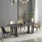 Modern Sintered Stone Black Dining Room Set with Rectangle Table and Metal Base Dining Set Clearhalo 'Dining Room Sets' 'Dining Tables & Seating' 'dining_room_set' 'furn' 'furn_dining_room_set' 'Furniture' 'furniture_dining_room_set' 'Kitchen & Dining Furniture' 'kitchen&dining_furn' 'kitchen' 3361815