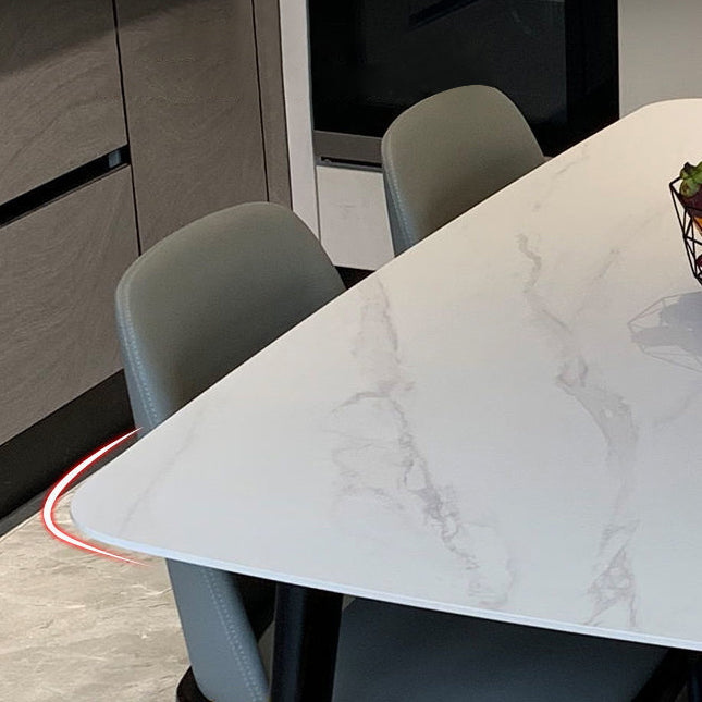 Scandinavian White Slate Dining Table Rectangular Dining Table with Wood Base Clearhalo 'Dining Room Sets' 'Dining Tables & Seating' 'dining_room_set' 'furn' 'furn_dining_room_set' 'Furniture' 'furniture_dining_room_set' 'Kitchen & Dining Furniture' 'kitchen&dining_furn' 'kitchen' 3361830