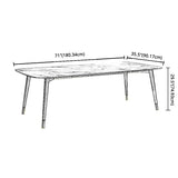 Scandinavian White Slate Dining Table Rectangular Dining Table with Wood Base Clearhalo 'Dining Room Sets' 'Dining Tables & Seating' 'dining_room_set' 'furn' 'furn_dining_room_set' 'Furniture' 'furniture_dining_room_set' 'Kitchen & Dining Furniture' 'kitchen&dining_furn' 'kitchen' 3361840