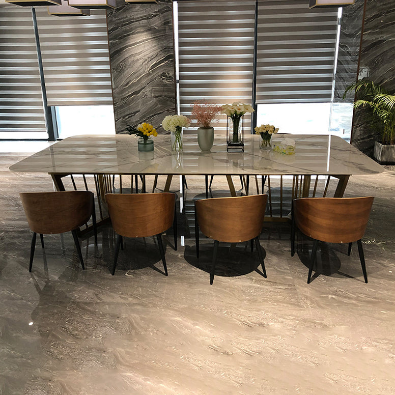 Modern Sintered Stone Dining Room Set with Rectangle Table and Gold Legs Dining Set Clearhalo 'Dining Room Sets' 'Dining Tables & Seating' 'dining_room_set' 'furn' 'furn_dining_room_set' 'Furniture' 'furniture_dining_room_set' 'Kitchen & Dining Furniture' 'kitchen&dining_furn' 'kitchen' 3361844