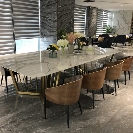 Modern Sintered Stone Dining Room Set with Rectangle Table and Gold Legs Dining Set Clearhalo 'Dining Room Sets' 'Dining Tables & Seating' 'dining_room_set' 'furn' 'furn_dining_room_set' 'Furniture' 'furniture_dining_room_set' 'Kitchen & Dining Furniture' 'kitchen&dining_furn' 'kitchen' 3361845