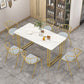 Glam Sintered Stone Dining Room Set Standard Height with Double Pedestal Base Dining Furniture Clearhalo 'Dining Room Sets' 'Dining Tables & Seating' 'dining_room_set' 'furn' 'furn_dining_room_set' 'Furniture' 'furniture_dining_room_set' 'Kitchen & Dining Furniture' 'kitchen&dining_furn' 'kitchen' 3361858