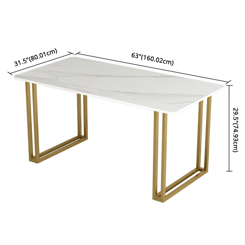 Glam Sintered Stone Dining Room Set Standard Height with Double Pedestal Base Dining Furniture Clearhalo 'Dining Room Sets' 'Dining Tables & Seating' 'dining_room_set' 'furn' 'furn_dining_room_set' 'Furniture' 'furniture_dining_room_set' 'Kitchen & Dining Furniture' 'kitchen&dining_furn' 'kitchen' 3361867