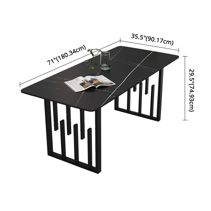 Modern Sintered Stone Dining Room Set Standard Height with Double Pedestal Base Dining Furniture Clearhalo 'Dining Room Sets' 'Dining Tables & Seating' 'dining_room_set' 'furn' 'furn_dining_room_set' 'Furniture' 'furniture_dining_room_set' 'Kitchen & Dining Furniture' 'kitchen&dining_furn' 'kitchen' 3361880
