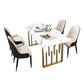 Modern Sintered Stone Dining Room Set Standard Height with Double Pedestal Base Dining Furniture Clearhalo 'Dining Room Sets' 'Dining Tables & Seating' 'dining_room_set' 'furn' 'furn_dining_room_set' 'Furniture' 'furniture_dining_room_set' 'Kitchen & Dining Furniture' 'kitchen&dining_furn' 'kitchen' 3361882