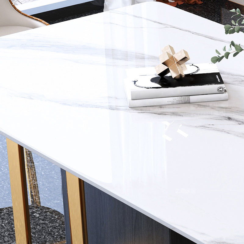 Modern Sintered Stone Dining Room Set with Rectangle Table and Metal Base Home Dining Set Clearhalo 'Dining Room Sets' 'Dining Tables & Seating' 'dining_room_set' 'furn' 'furn_dining_room_set' 'Furniture' 'furniture_dining_room_set' 'Kitchen & Dining Furniture' 'kitchen&dining_furn' 'kitchen' 3361888