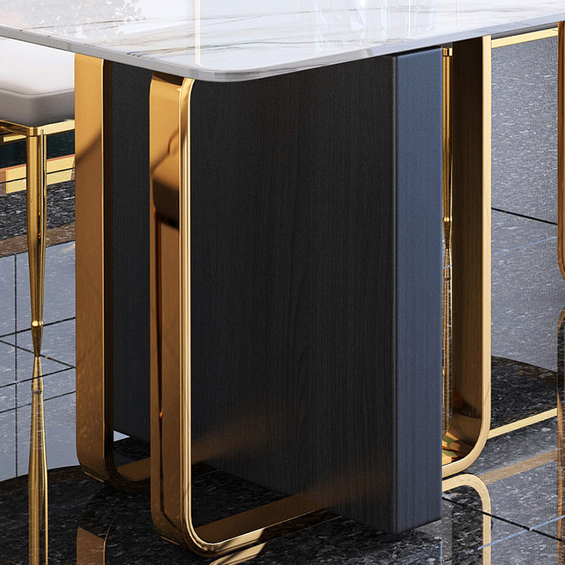 Modern Sintered Stone Dining Room Set with Rectangle Table and Metal Base Home Dining Set Clearhalo 'Dining Room Sets' 'Dining Tables & Seating' 'dining_room_set' 'furn' 'furn_dining_room_set' 'Furniture' 'furniture_dining_room_set' 'Kitchen & Dining Furniture' 'kitchen&dining_furn' 'kitchen' 3361891