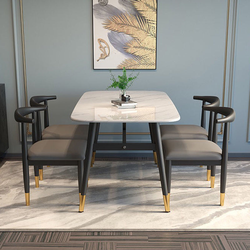 Minimalist Style MDF Top Dining Table Set of Rectangle Shape for Formal Dinette Set Clearhalo 'Dining Room Sets' 'Dining Tables & Seating' 'dining_room_set' 'furn' 'furn_dining_room_set' 'Furniture' 'furniture_dining_room_set' 'Kitchen & Dining Furniture' 'kitchen&dining_furn' 'kitchen' 3361899