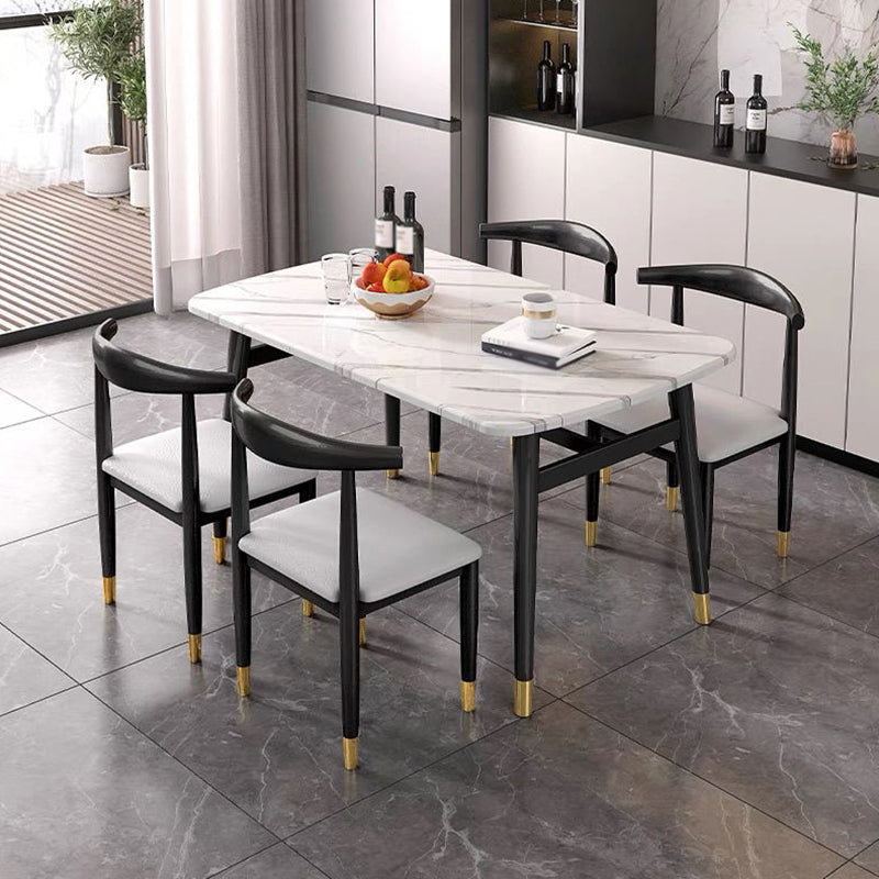 Minimalist Style MDF Top Dining Table Set of Rectangle Shape for Formal Dinette Set Clearhalo 'Dining Room Sets' 'Dining Tables & Seating' 'dining_room_set' 'furn' 'furn_dining_room_set' 'Furniture' 'furniture_dining_room_set' 'Kitchen & Dining Furniture' 'kitchen&dining_furn' 'kitchen' 3361900