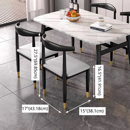 Minimalist Style MDF Top Dining Table Set of Rectangle Shape for Formal Dinette Set Clearhalo 'Dining Room Sets' 'Dining Tables & Seating' 'dining_room_set' 'furn' 'furn_dining_room_set' 'Furniture' 'furniture_dining_room_set' 'Kitchen & Dining Furniture' 'kitchen&dining_furn' 'kitchen' 3361910