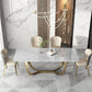 Minimalist Sintered Stone Dining Room Set Standard Height with Trestle Base Dining Set Clearhalo 'Dining Room Sets' 'Dining Tables & Seating' 'dining_room_set' 'furn' 'furn_dining_room_set' 'Furniture' 'furniture_dining_room_set' 'Kitchen & Dining Furniture' 'kitchen&dining_furn' 'kitchen' 3361913