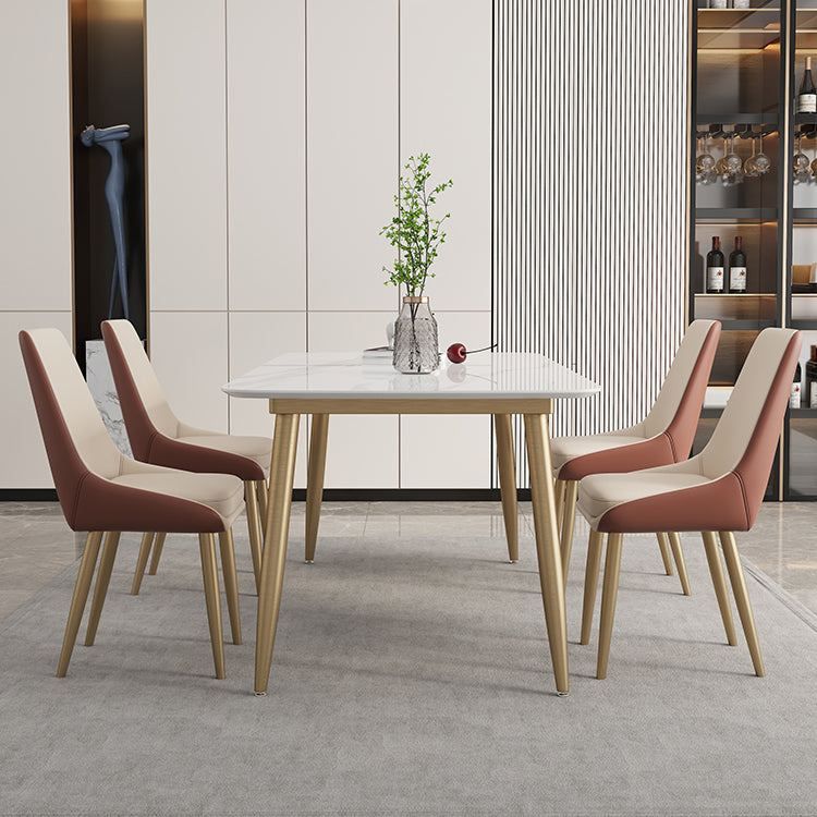 Glam Sintered Stone Dining Room Set Standard Height with Gold Base Dining Set Clearhalo 'Dining Room Sets' 'Dining Tables & Seating' 'dining_room_set' 'furn' 'furn_dining_room_set' 'Furniture' 'furniture_dining_room_set' 'Kitchen & Dining Furniture' 'kitchen&dining_furn' 'kitchen' 3361927