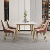 Glam Sintered Stone Dining Room Set Standard Height with Gold Base Dining Set Clearhalo 'Dining Room Sets' 'Dining Tables & Seating' 'dining_room_set' 'furn' 'furn_dining_room_set' 'Furniture' 'furniture_dining_room_set' 'Kitchen & Dining Furniture' 'kitchen&dining_furn' 'kitchen' 3361927