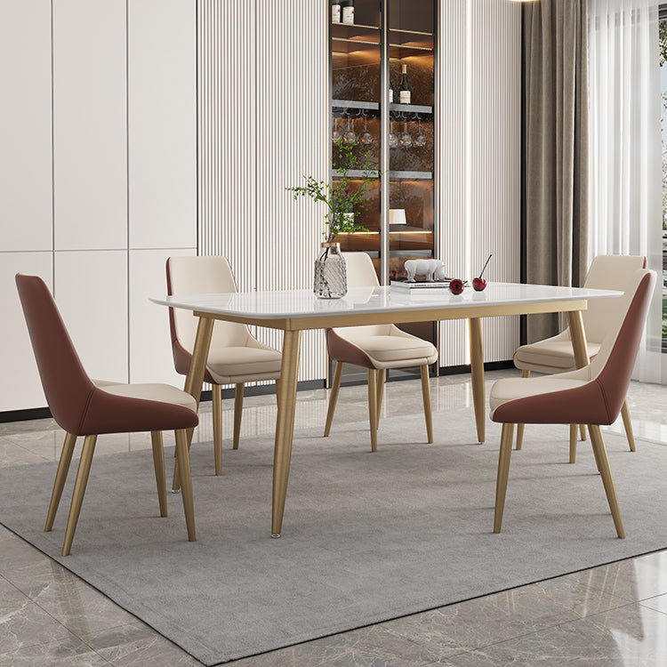 Glam Sintered Stone Dining Room Set Standard Height with Gold Base Dining Set Clearhalo 'Dining Room Sets' 'Dining Tables & Seating' 'dining_room_set' 'furn' 'furn_dining_room_set' 'Furniture' 'furniture_dining_room_set' 'Kitchen & Dining Furniture' 'kitchen&dining_furn' 'kitchen' 3361928