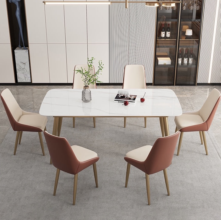 Glam Sintered Stone Dining Room Set Standard Height with Gold Base Dining Set Clearhalo 'Dining Room Sets' 'Dining Tables & Seating' 'dining_room_set' 'furn' 'furn_dining_room_set' 'Furniture' 'furniture_dining_room_set' 'Kitchen & Dining Furniture' 'kitchen&dining_furn' 'kitchen' 3361936