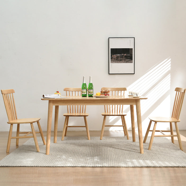 Fixed Minimalist Style Solid Wood Top Kitchen Table Set of Light Brown for Dining Room Clearhalo 'Dining Room Sets' 'Dining Tables & Seating' 'dining_room_set' 'furn' 'furn_dining_room_set' 'Furniture' 'furniture_dining_room_set' 'Kitchen & Dining Furniture' 'kitchen&dining_furn' 'kitchen' 3361937