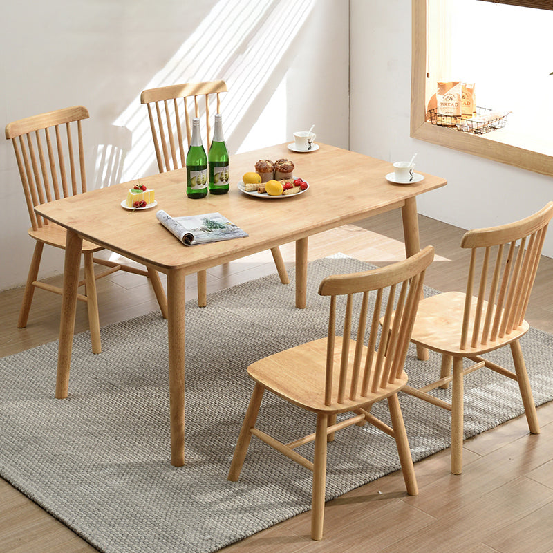 Fixed Minimalist Style Solid Wood Top Kitchen Table Set of Light Brown for Dining Room Clearhalo 'Dining Room Sets' 'Dining Tables & Seating' 'dining_room_set' 'furn' 'furn_dining_room_set' 'Furniture' 'furniture_dining_room_set' 'Kitchen & Dining Furniture' 'kitchen&dining_furn' 'kitchen' 3361938