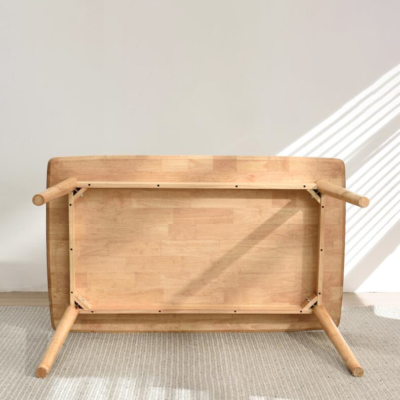 Fixed Minimalist Style Solid Wood Top Kitchen Table Set of Light Brown for Dining Room Clearhalo 'Dining Room Sets' 'Dining Tables & Seating' 'dining_room_set' 'furn' 'furn_dining_room_set' 'Furniture' 'furniture_dining_room_set' 'Kitchen & Dining Furniture' 'kitchen&dining_furn' 'kitchen' 3361940