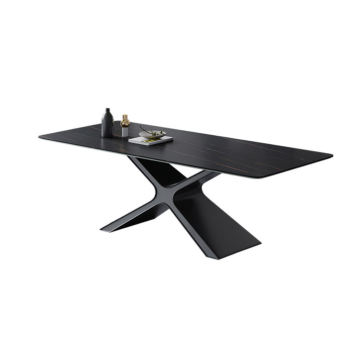 Minimalist Sintered Stone Dining Room Set Standard Height with Black Base Dining Set Table Only Clearhalo 'Dining Room Sets' 'Dining Tables & Seating' 'dining_room_set' 'furn' 'furn_dining_room_set' 'Furniture' 'furniture_dining_room_set' 'Kitchen & Dining Furniture' 'kitchen&dining_furn' 'kitchen' 3361950