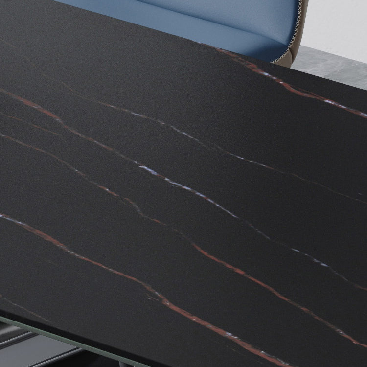 Minimalist Sintered Stone Dining Room Set Standard Height with Black Base Dining Set Clearhalo 'Dining Room Sets' 'Dining Tables & Seating' 'dining_room_set' 'furn' 'furn_dining_room_set' 'Furniture' 'furniture_dining_room_set' 'Kitchen & Dining Furniture' 'kitchen&dining_furn' 'kitchen' 3361951