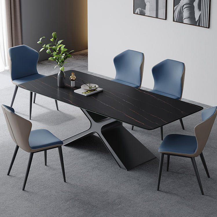 Minimalist Sintered Stone Dining Room Set Standard Height with Black Base Dining Set Clearhalo 'Dining Room Sets' 'Dining Tables & Seating' 'dining_room_set' 'furn' 'furn_dining_room_set' 'Furniture' 'furniture_dining_room_set' 'Kitchen & Dining Furniture' 'kitchen&dining_furn' 'kitchen' 3361961