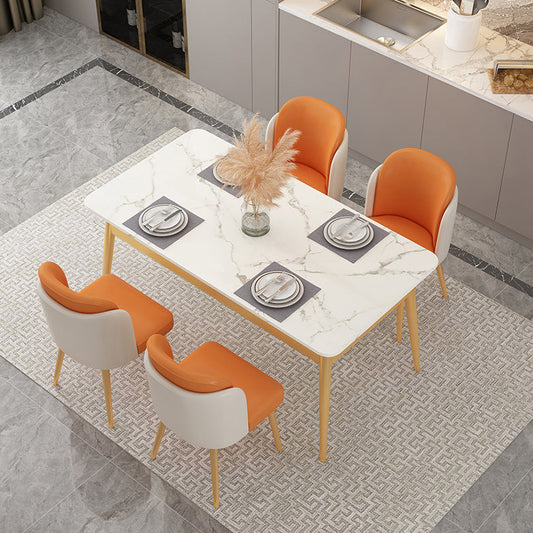 Minimalist White Rectangle Shape Dining Set Sintered Stone Top Dining Set with 4 Legs Table Clearhalo 'Dining Room Sets' 'Dining Tables & Seating' 'dining_room_set' 'furn' 'furn_dining_room_set' 'Furniture' 'furniture_dining_room_set' 'Kitchen & Dining Furniture' 'kitchen&dining_furn' 'kitchen' 3361962