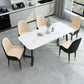 Contemporary Sintered Stone Standard Dining Set Black & White Rectangle Shape Dining Set for Kitchen White with 4 Chairs Clearhalo 'Dining Room Sets' 'Dining Tables & Seating' 'dining_room_set' 'furn' 'furn_dining_room_set' 'Furniture' 'furniture_dining_room_set' 'Kitchen & Dining Furniture' 'kitchen&dining_furn' 'kitchen' 3361972
