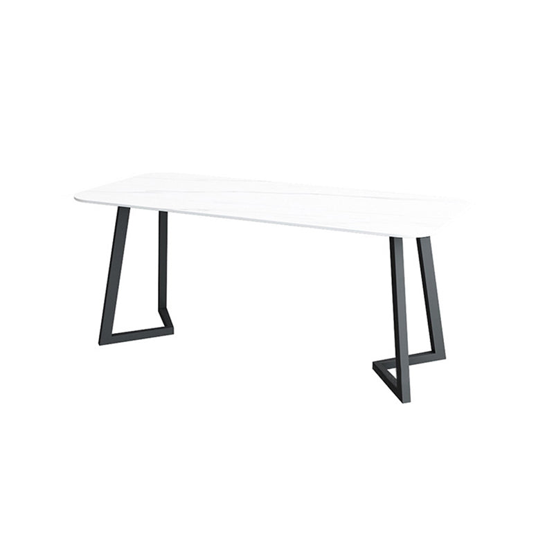 Contemporary Sintered Stone Standard Dining Set Black & White Rectangle Shape Dining Set for Kitchen White Table Only Clearhalo 'Dining Room Sets' 'Dining Tables & Seating' 'dining_room_set' 'furn' 'furn_dining_room_set' 'Furniture' 'furniture_dining_room_set' 'Kitchen & Dining Furniture' 'kitchen&dining_furn' 'kitchen' 3361973