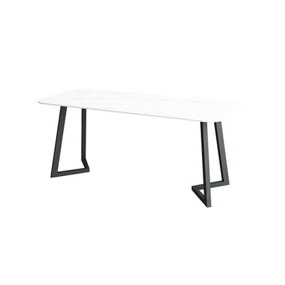 Contemporary Sintered Stone Standard Dining Set Black & White Rectangle Shape Dining Set for Kitchen White Table Only Clearhalo 'Dining Room Sets' 'Dining Tables & Seating' 'dining_room_set' 'furn' 'furn_dining_room_set' 'Furniture' 'furniture_dining_room_set' 'Kitchen & Dining Furniture' 'kitchen&dining_furn' 'kitchen' 3361973