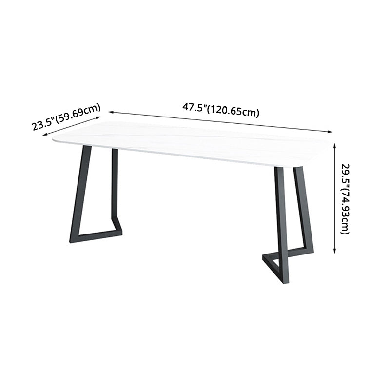 Contemporary Sintered Stone Standard Dining Set Black & White Rectangle Shape Dining Set for Kitchen Clearhalo 'Dining Room Sets' 'Dining Tables & Seating' 'dining_room_set' 'furn' 'furn_dining_room_set' 'Furniture' 'furniture_dining_room_set' 'Kitchen & Dining Furniture' 'kitchen&dining_furn' 'kitchen' 3361979
