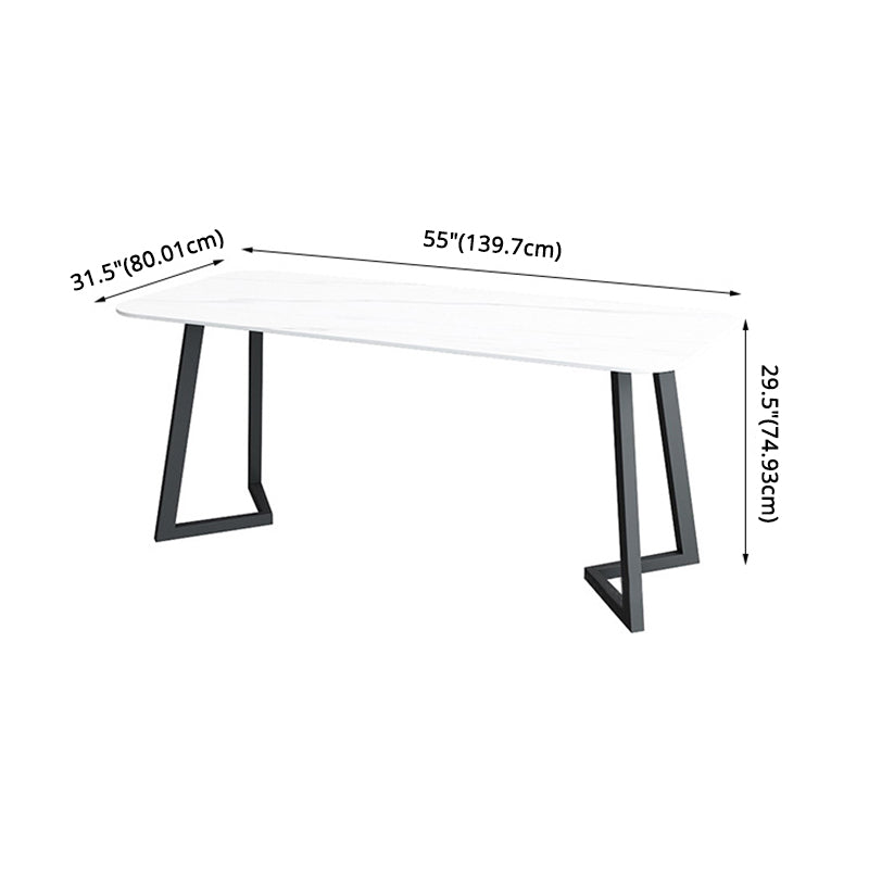 Contemporary Sintered Stone Standard Dining Set Black & White Rectangle Shape Dining Set for Kitchen Clearhalo 'Dining Room Sets' 'Dining Tables & Seating' 'dining_room_set' 'furn' 'furn_dining_room_set' 'Furniture' 'furniture_dining_room_set' 'Kitchen & Dining Furniture' 'kitchen&dining_furn' 'kitchen' 3361980