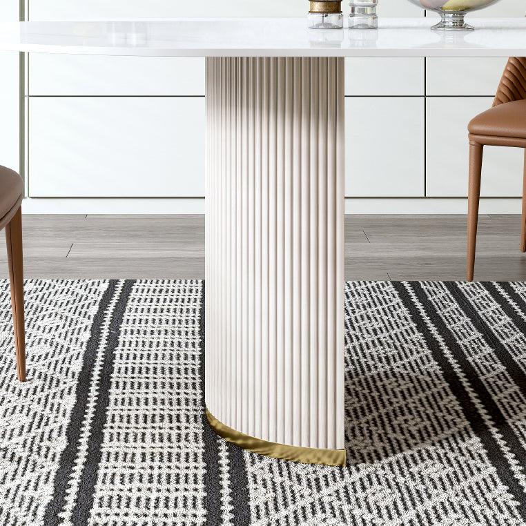 Minimalist White Standard Dining Set Rectangular Kitchen Dining Set with Double Pedestal Base Clearhalo 'Dining Room Sets' 'Dining Tables & Seating' 'dining_room_set' 'furn' 'furn_dining_room_set' 'Furniture' 'furniture_dining_room_set' 'Kitchen & Dining Furniture' 'kitchen&dining_furn' 'kitchen' 3361988