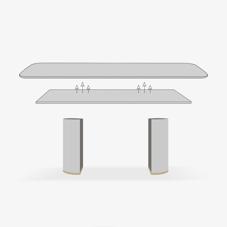 Minimalist White Standard Dining Set Rectangular Kitchen Dining Set with Double Pedestal Base Clearhalo 'Dining Room Sets' 'Dining Tables & Seating' 'dining_room_set' 'furn' 'furn_dining_room_set' 'Furniture' 'furniture_dining_room_set' 'Kitchen & Dining Furniture' 'kitchen&dining_furn' 'kitchen' 3361998