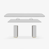 Minimalist White Standard Dining Set Rectangular Kitchen Dining Set with Double Pedestal Base Clearhalo 'Dining Room Sets' 'Dining Tables & Seating' 'dining_room_set' 'furn' 'furn_dining_room_set' 'Furniture' 'furniture_dining_room_set' 'Kitchen & Dining Furniture' 'kitchen&dining_furn' 'kitchen' 3361998