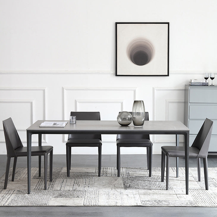 Standard Sintered Stone Top Dining Set with 4 Black Metallic Legs for Dining Furniture Clearhalo 'Dining Room Sets' 'Dining Tables & Seating' 'dining_room_set' 'furn' 'furn_dining_room_set' 'Furniture' 'furniture_dining_room_set' 'Kitchen & Dining Furniture' 'kitchen&dining_furn' 'kitchen' 3362002