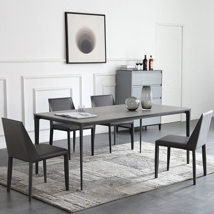Standard Sintered Stone Top Dining Set with 4 Black Metallic Legs for Dining Furniture Clearhalo 'Dining Room Sets' 'Dining Tables & Seating' 'dining_room_set' 'furn' 'furn_dining_room_set' 'Furniture' 'furniture_dining_room_set' 'Kitchen & Dining Furniture' 'kitchen&dining_furn' 'kitchen' 3362004