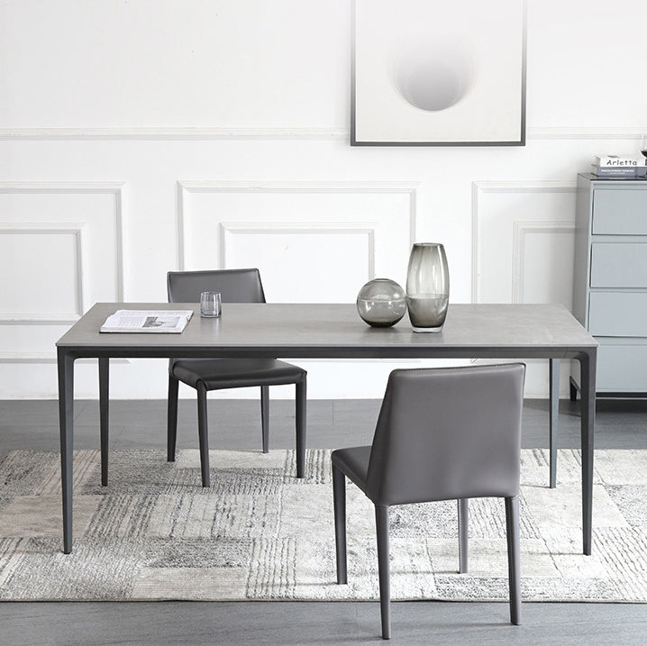 Standard Sintered Stone Top Dining Set with 4 Black Metallic Legs for Dining Furniture Clearhalo 'Dining Room Sets' 'Dining Tables & Seating' 'dining_room_set' 'furn' 'furn_dining_room_set' 'Furniture' 'furniture_dining_room_set' 'Kitchen & Dining Furniture' 'kitchen&dining_furn' 'kitchen' 3362017