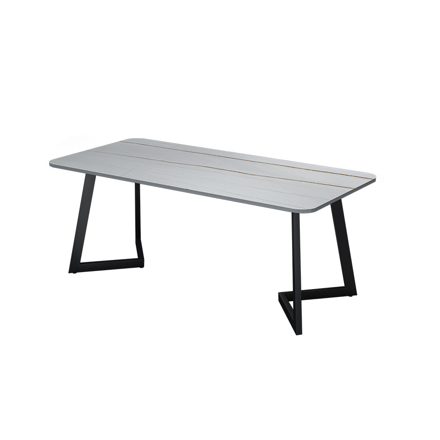 Modern Style Sintered Stone Dining Set with Rectangle Shape Table and Double Pedestal Base White Table Only Clearhalo 'Dining Room Sets' 'Dining Tables & Seating' 'dining_room_set' 'furn' 'furn_dining_room_set' 'Furniture' 'furniture_dining_room_set' 'Kitchen & Dining Furniture' 'kitchen&dining_furn' 'kitchen' 3362021