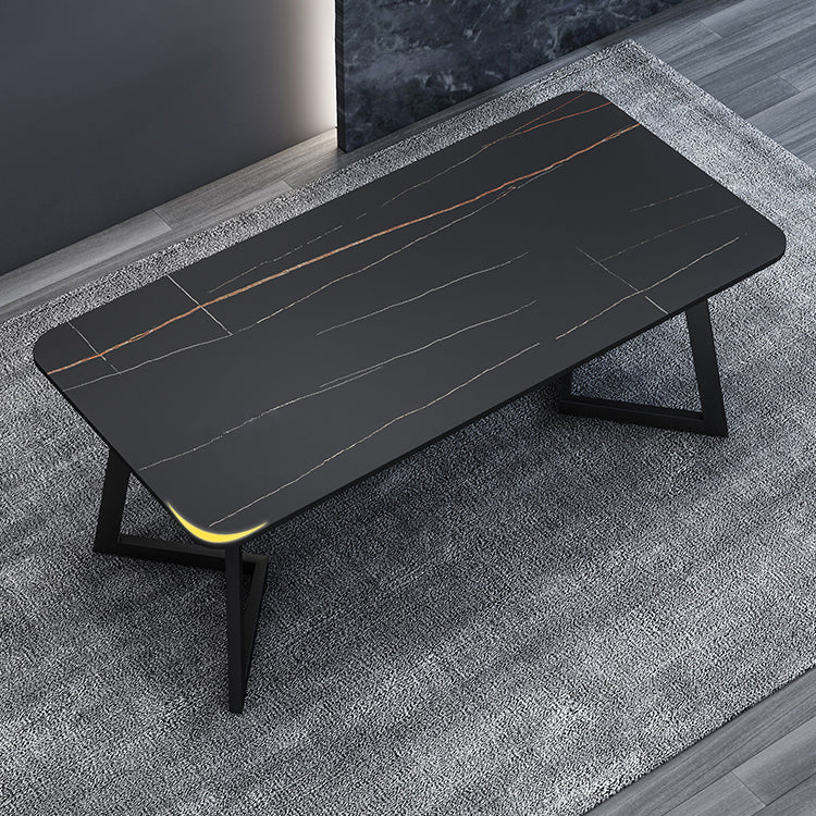 Modern Style Sintered Stone Dining Set with Rectangle Shape Table and Double Pedestal Base Clearhalo 'Dining Room Sets' 'Dining Tables & Seating' 'dining_room_set' 'furn' 'furn_dining_room_set' 'Furniture' 'furniture_dining_room_set' 'Kitchen & Dining Furniture' 'kitchen&dining_furn' 'kitchen' 3362027