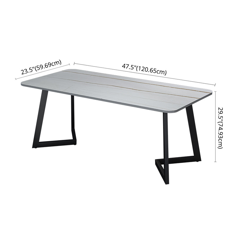 Modern Style Sintered Stone Dining Set with Rectangle Shape Table and Double Pedestal Base Clearhalo 'Dining Room Sets' 'Dining Tables & Seating' 'dining_room_set' 'furn' 'furn_dining_room_set' 'Furniture' 'furniture_dining_room_set' 'Kitchen & Dining Furniture' 'kitchen&dining_furn' 'kitchen' 3362029