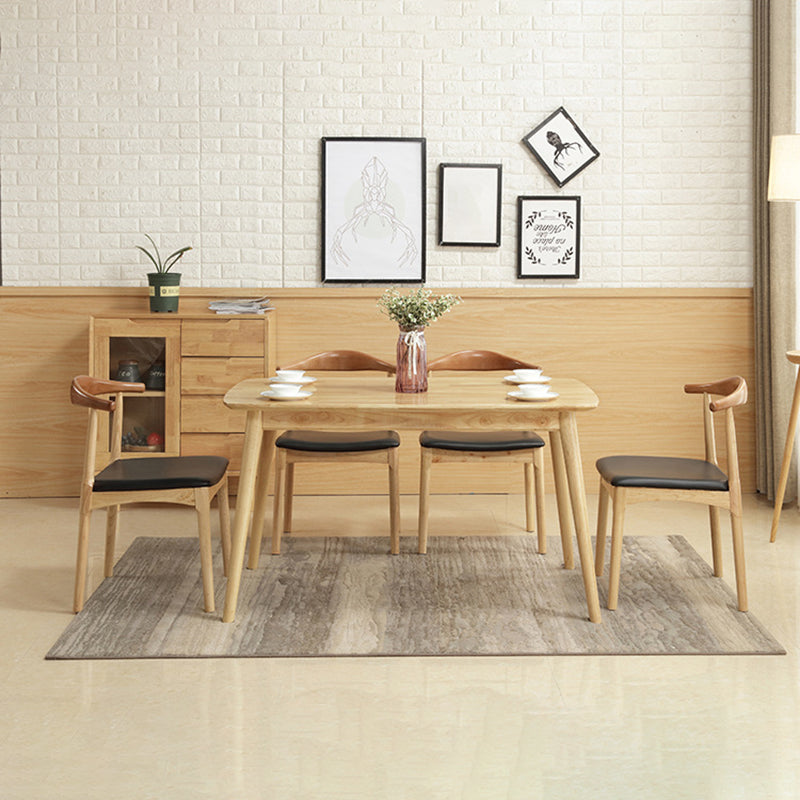 Modern Style Solid Wood Dining Set with Rectangle Shape Table and 4 Legs Base for Home Use Wood with 4 Chairs Clearhalo 'Dining Room Sets' 'Dining Tables & Seating' 'dining_room_set' 'furn' 'furn_dining_room_set' 'Furniture' 'furniture_dining_room_set' 'Kitchen & Dining Furniture' 'kitchen&dining_furn' 'kitchen' 3369178