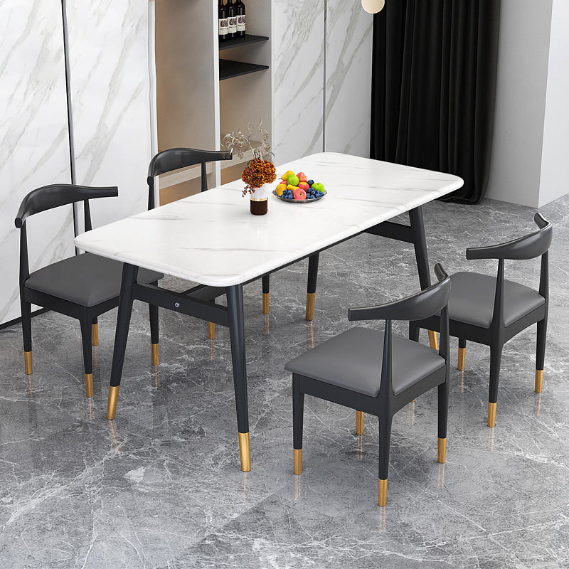 Modern Standard Sintered Stone Top Dining Room Set of Rectangle Shape for Kitchen Table Set with 4 Chairs Clearhalo 'Dining Room Sets' 'Dining Tables & Seating' 'dining_room_set' 'furn' 'furn_dining_room_set' 'Furniture' 'furniture_dining_room_set' 'Kitchen & Dining Furniture' 'kitchen&dining_furn' 'kitchen' 3369195