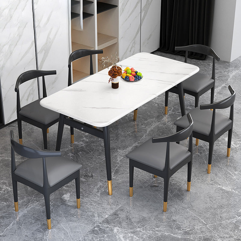 Modern Standard Sintered Stone Top Dining Room Set of Rectangle Shape for Kitchen Table Set Clearhalo 'Dining Room Sets' 'Dining Tables & Seating' 'dining_room_set' 'furn' 'furn_dining_room_set' 'Furniture' 'furniture_dining_room_set' 'Kitchen & Dining Furniture' 'kitchen&dining_furn' 'kitchen' 3369198