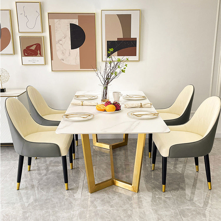 Dining Room Set Nordic Rectangle Dining Table Formal Dinette Set with Metal Base Clearhalo 'Dining Room Sets' 'Dining Tables & Seating' 'dining_room_set' 'furn' 'furn_dining_room_set' 'Furniture' 'furniture_dining_room_set' 'Kitchen & Dining Furniture' 'kitchen&dining_furn' 'kitchen' 3369207