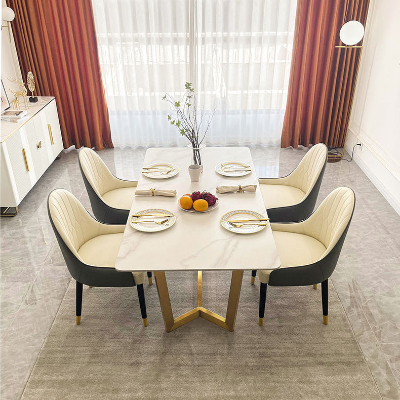 Dining Room Set Nordic Rectangle Dining Table Formal Dinette Set with Metal Base Clearhalo 'Dining Room Sets' 'Dining Tables & Seating' 'dining_room_set' 'furn' 'furn_dining_room_set' 'Furniture' 'furniture_dining_room_set' 'Kitchen & Dining Furniture' 'kitchen&dining_furn' 'kitchen' 3369210