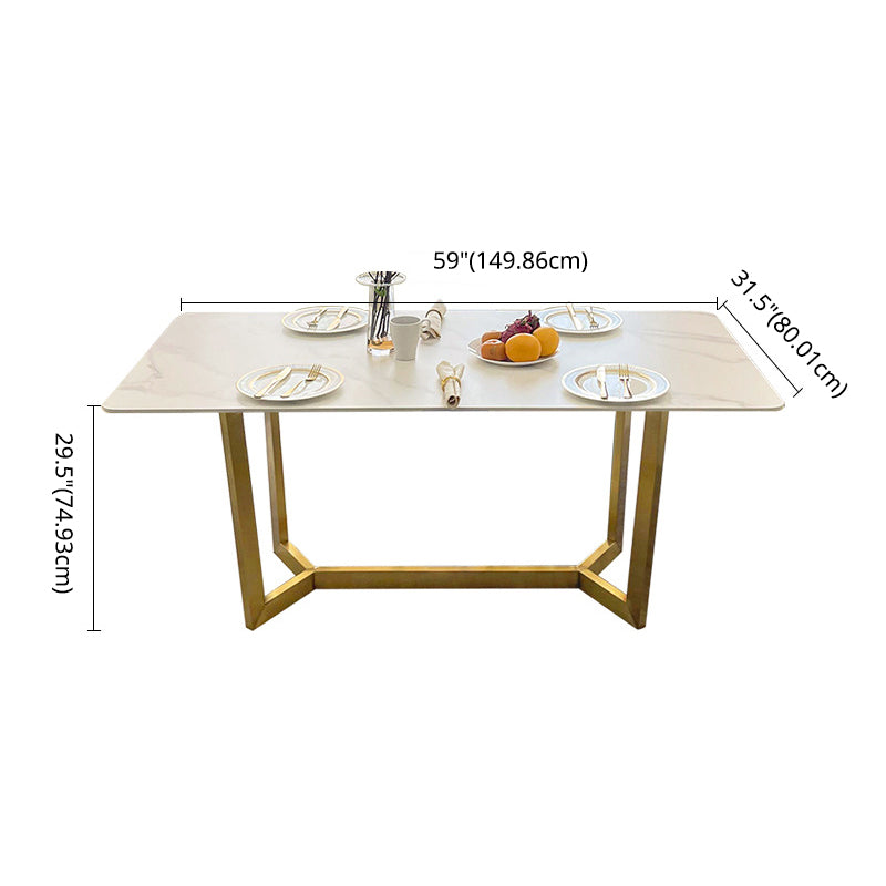 Dining Room Set Nordic Rectangle Dining Table Formal Dinette Set with Metal Base Clearhalo 'Dining Room Sets' 'Dining Tables & Seating' 'dining_room_set' 'furn' 'furn_dining_room_set' 'Furniture' 'furniture_dining_room_set' 'Kitchen & Dining Furniture' 'kitchen&dining_furn' 'kitchen' 3369214