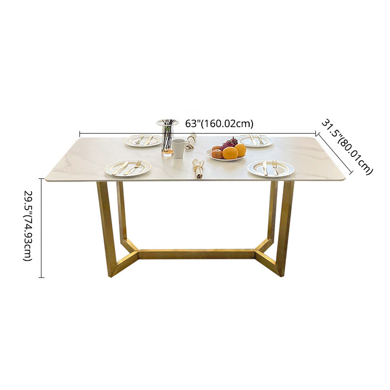 Dining Room Set Nordic Rectangle Dining Table Formal Dinette Set with Metal Base Clearhalo 'Dining Room Sets' 'Dining Tables & Seating' 'dining_room_set' 'furn' 'furn_dining_room_set' 'Furniture' 'furniture_dining_room_set' 'Kitchen & Dining Furniture' 'kitchen&dining_furn' 'kitchen' 3369215