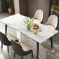 Contemporary Fixed Faux Marble Dining Room Table with 4 Black Metallic Legs Kitchen Dining Set Clearhalo 'Dining Room Sets' 'Dining Tables & Seating' 'dining_room_set' 'furn' 'furn_dining_room_set' 'Furniture' 'furniture_dining_room_set' 'Kitchen & Dining Furniture' 'kitchen&dining_furn' 'kitchen' 3369235